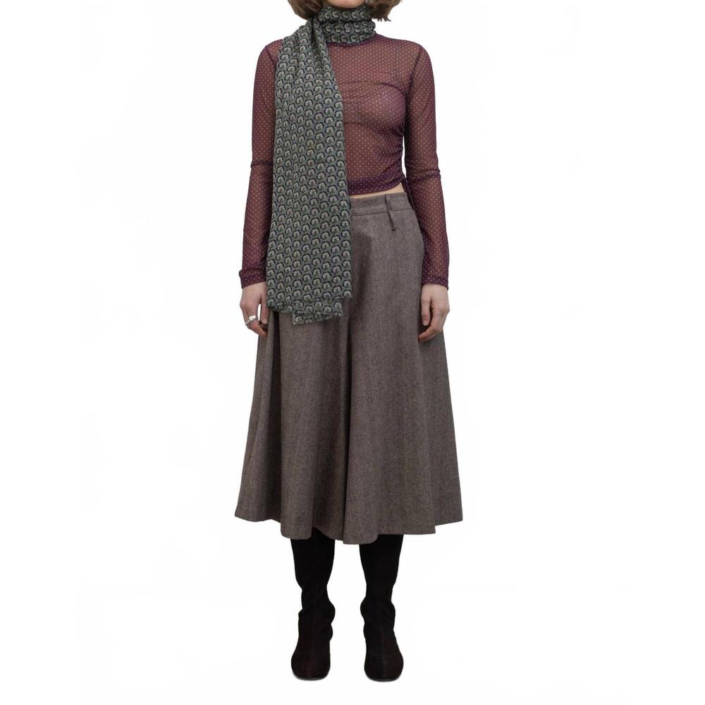 NEW COLLECTIVE herringbone wide leg culotte pants in brown